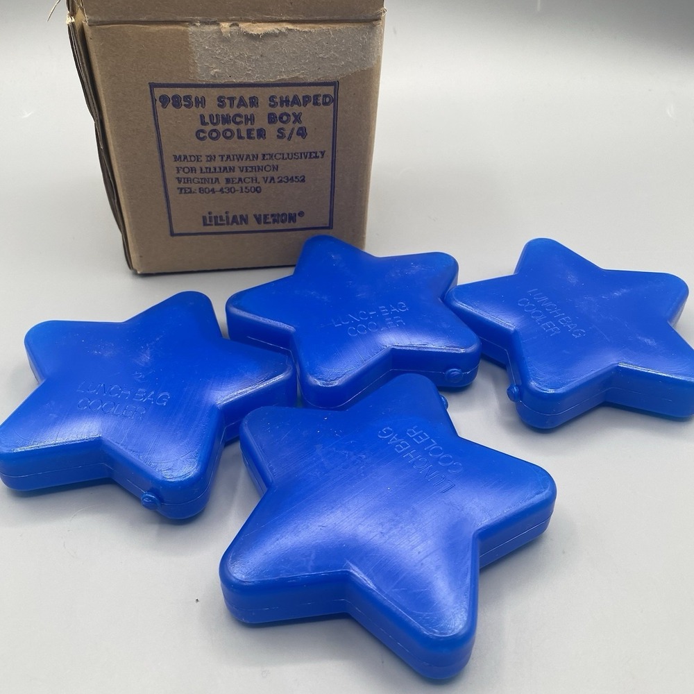 Vintage Lillian Vernon Lunch Box Coolers Star Shaped Freezer Packs Set of‎ 4 New